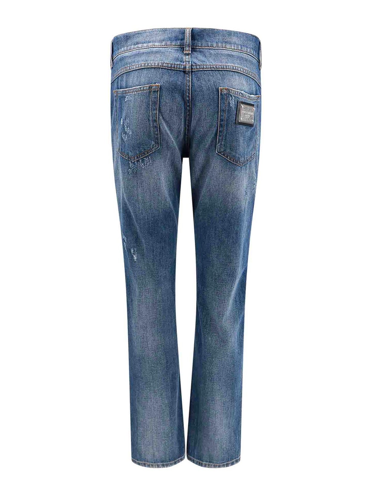 Shop Dolce & Gabbana Cotton Jeans With Ripped Effect In Blue