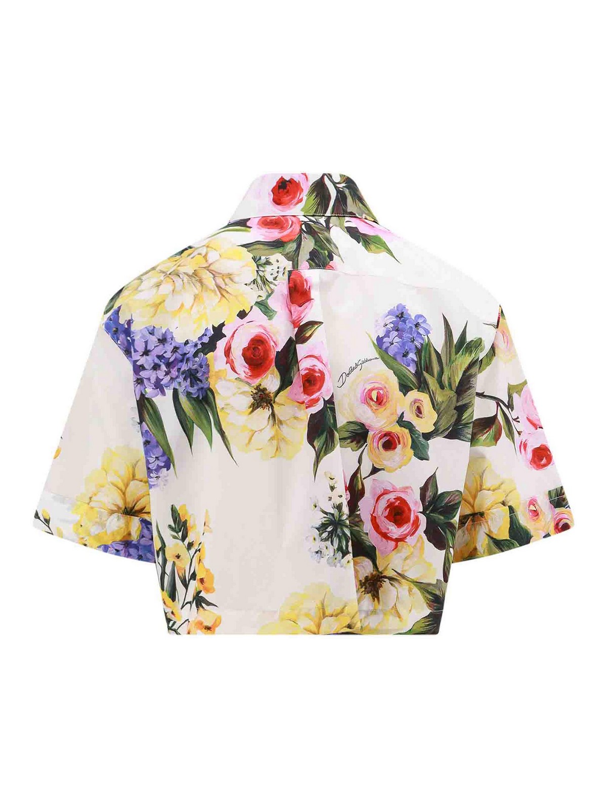 Shop Dolce & Gabbana Crop Fit Cotton Shirt With Giardino Print In Multicolor