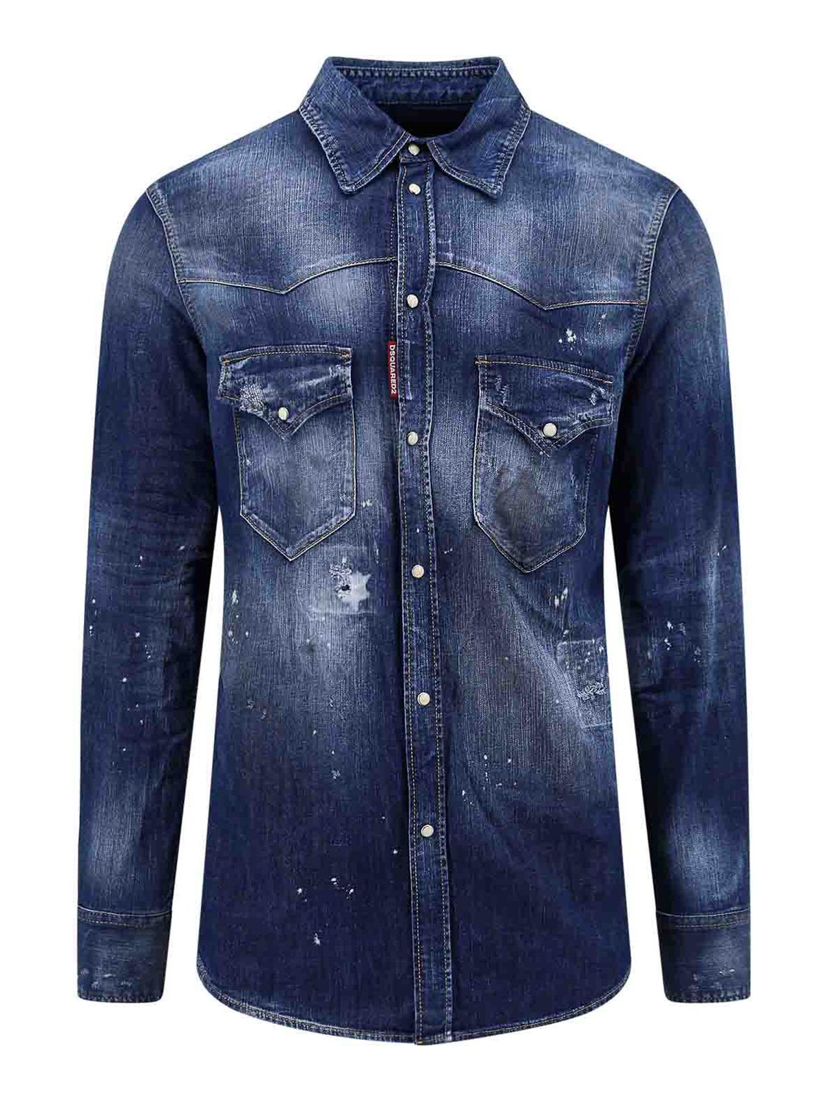 Dsquared2 Denim Shirt With Bleached Effect In Blue