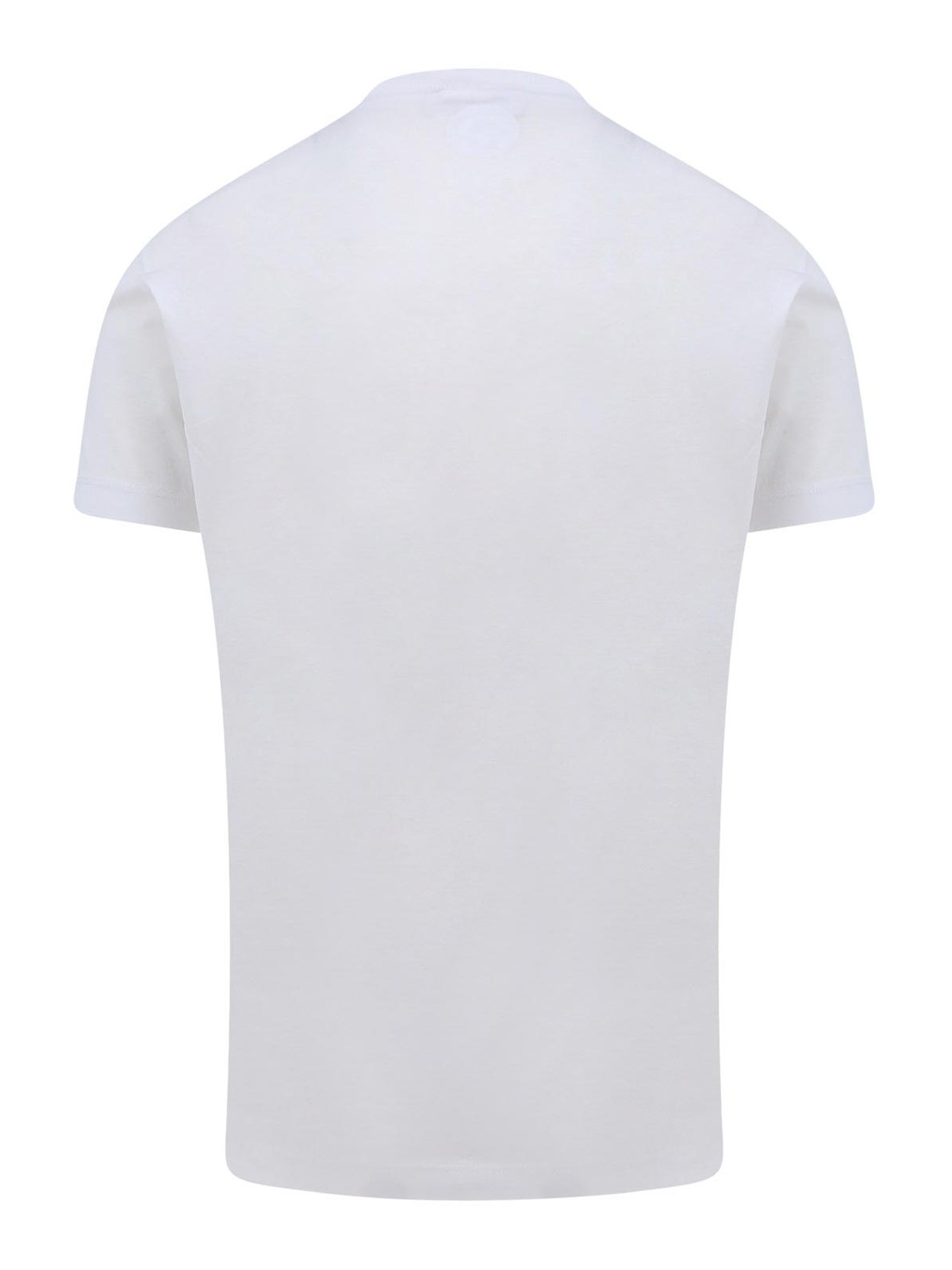 Shop Dsquared2 Cotton T-shirt With Multicolor Print In Blanco