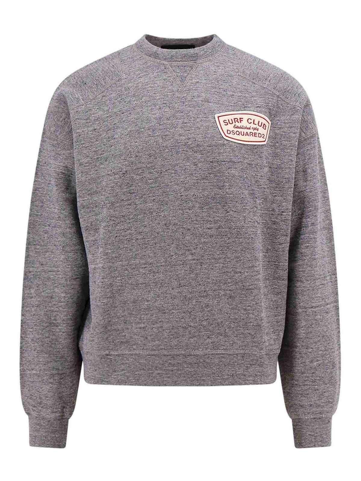 Shop Dsquared2 Cotton Sweatshirt With Frontal Logo Print In Grey