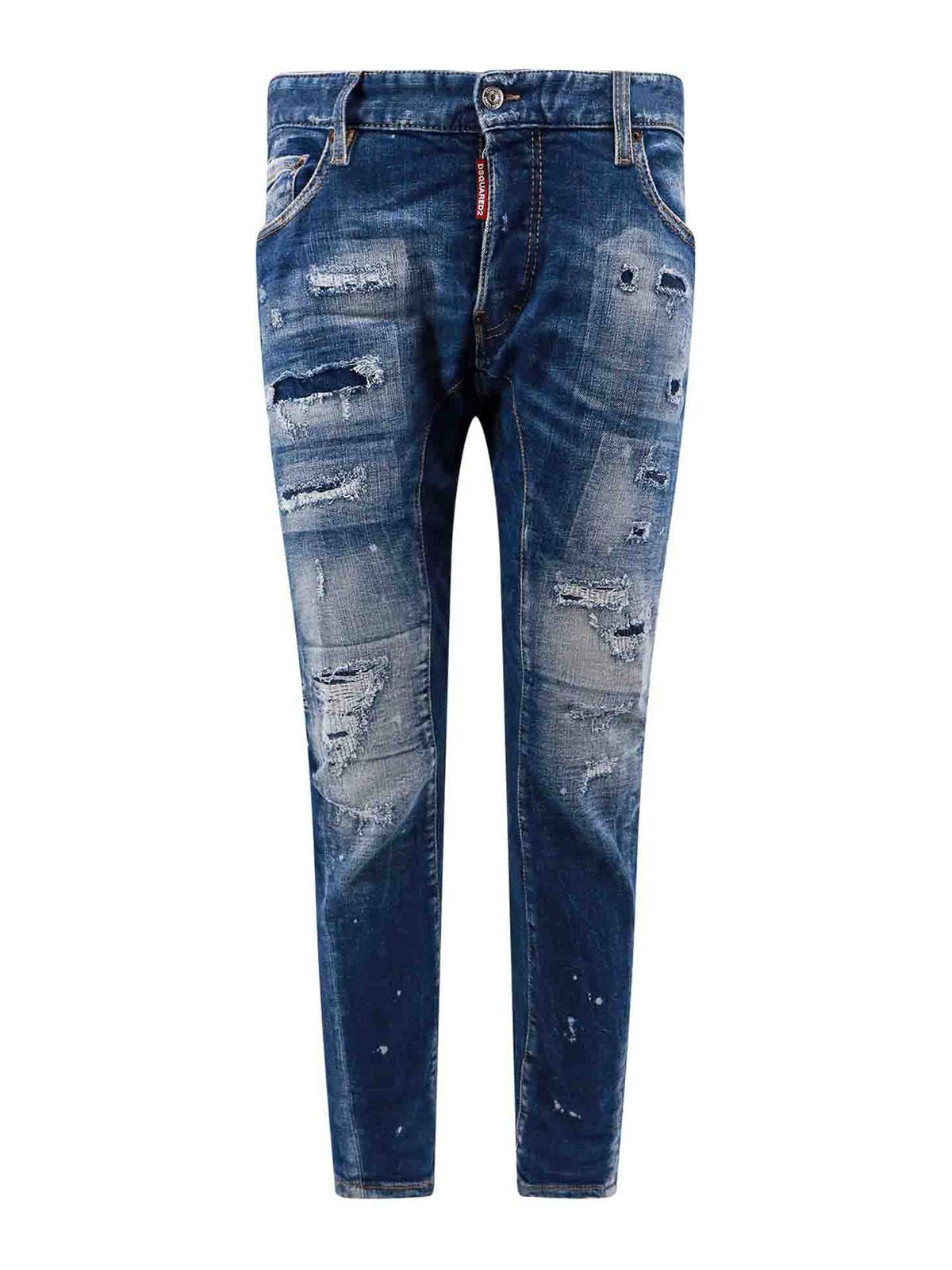 Dsquared2 Jeans Destroyed Effect Multicolor Logo Tag In Azul