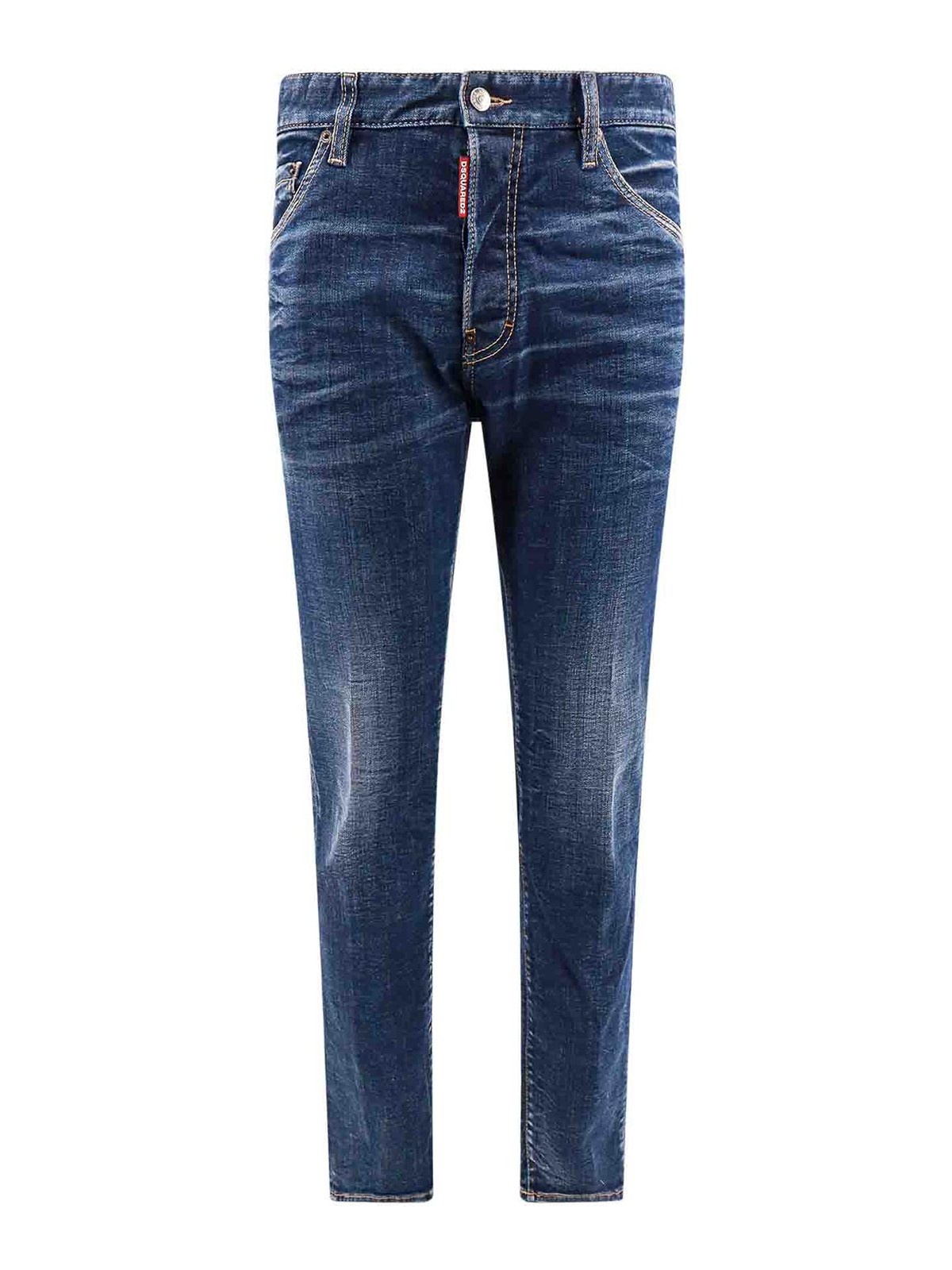 Shop Dsquared2 Cotton Jeans With Back Print In Azul