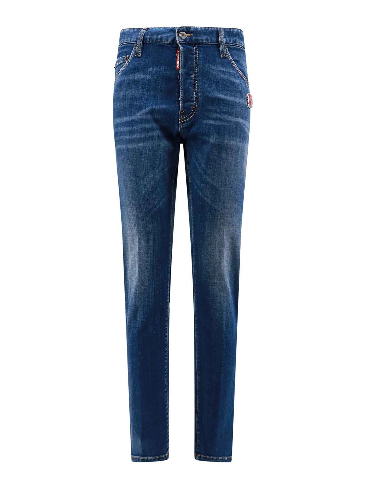 Shop Dsquared2 Jeans With Enamelled Metal Logo Patch In Azul