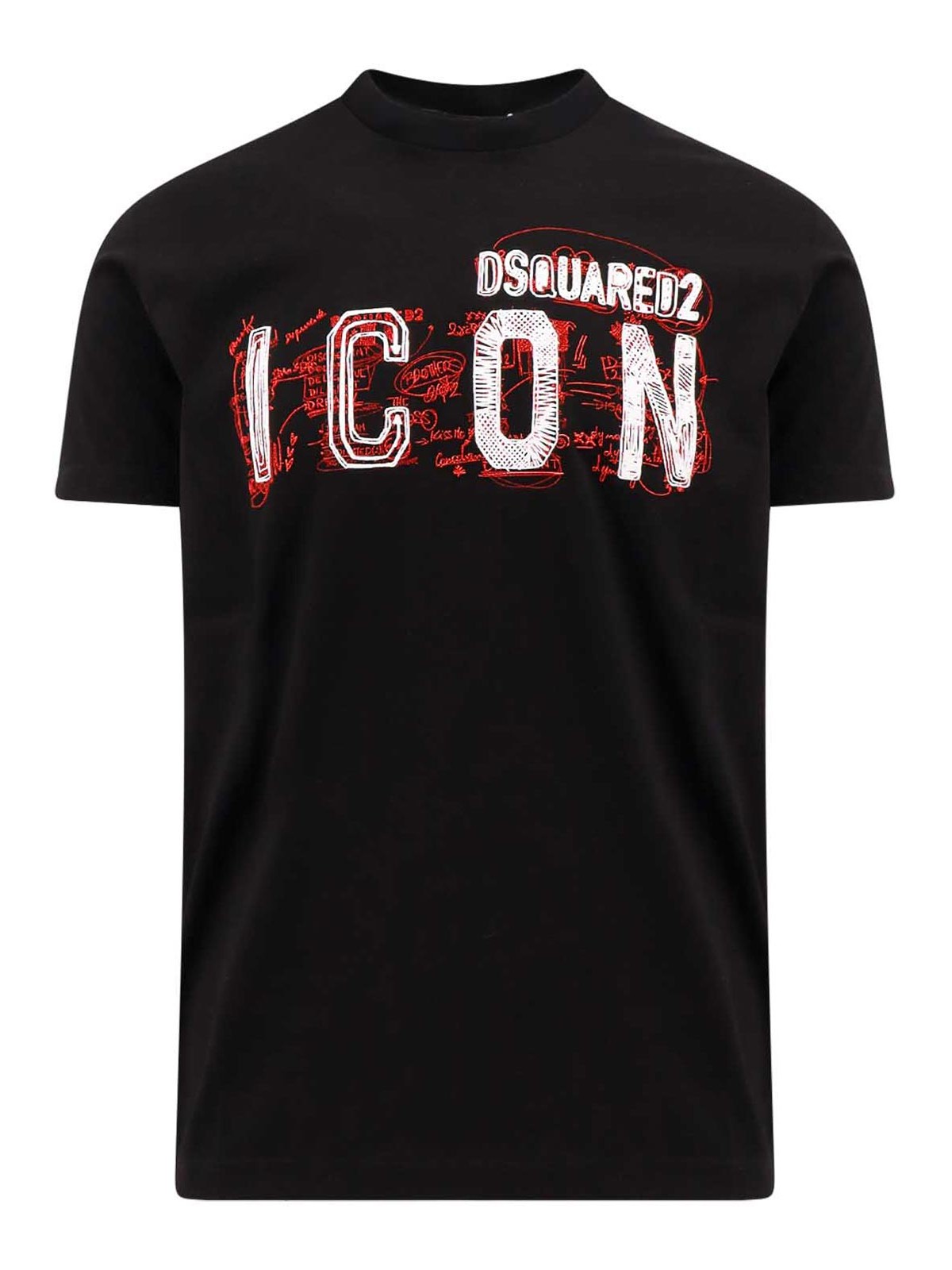 Dsquared2 Cotton T-shirt With Icon Scribble Print In Negro
