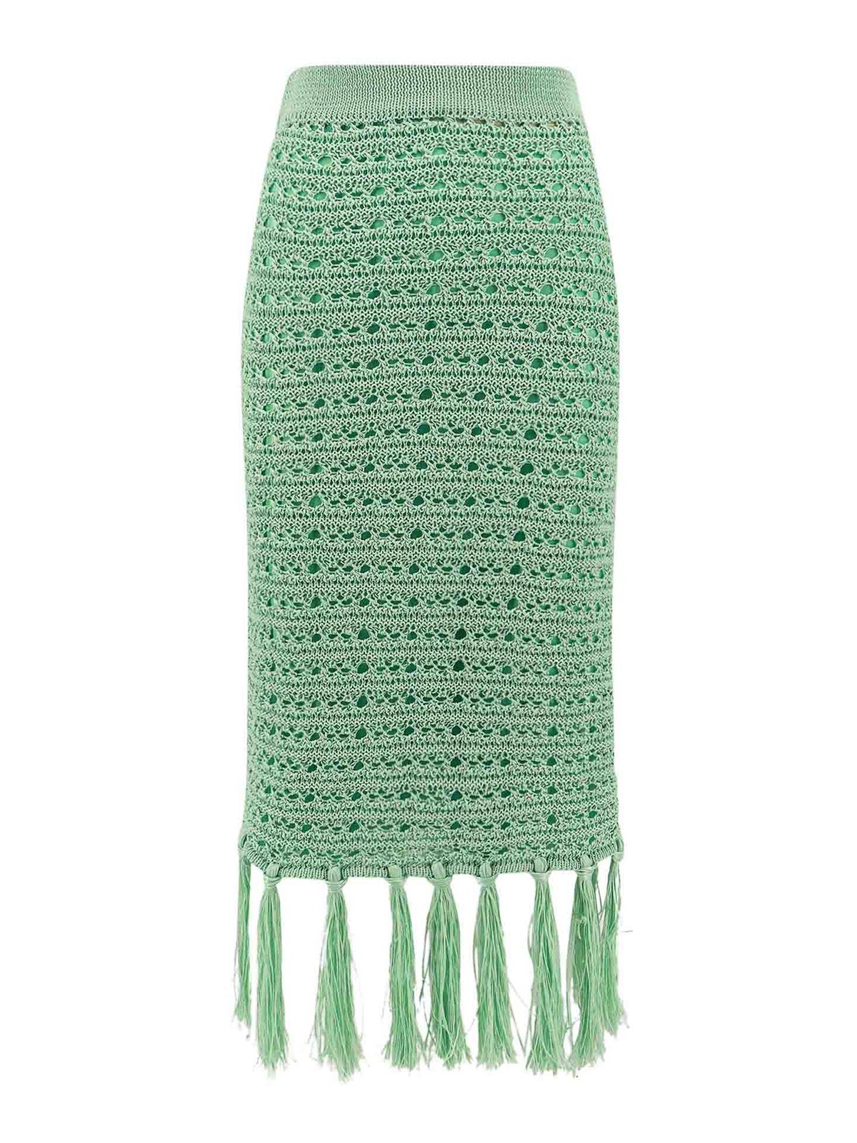 Erika Cavallini Skirt With Fringe Detail In Verde
