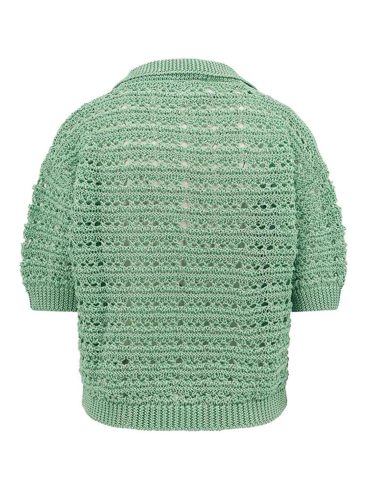 Shop Erika Cavallini Perforated Polo Shirt In Green