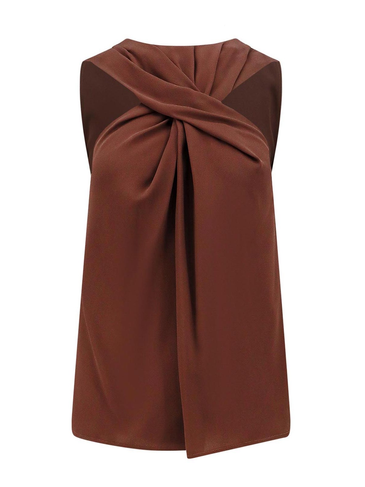 Shop Erika Cavallini Silk Blend Top In Brown