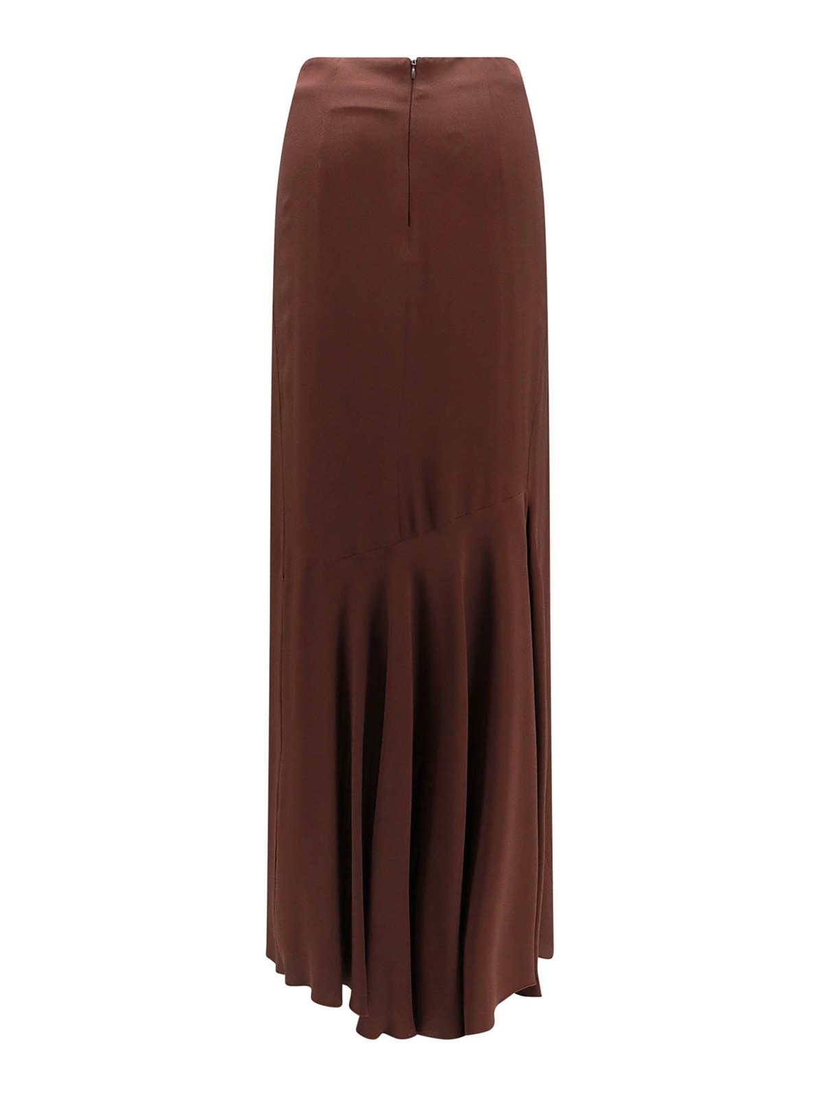 Shop Erika Cavallini Silk Blend Skirt In Brown