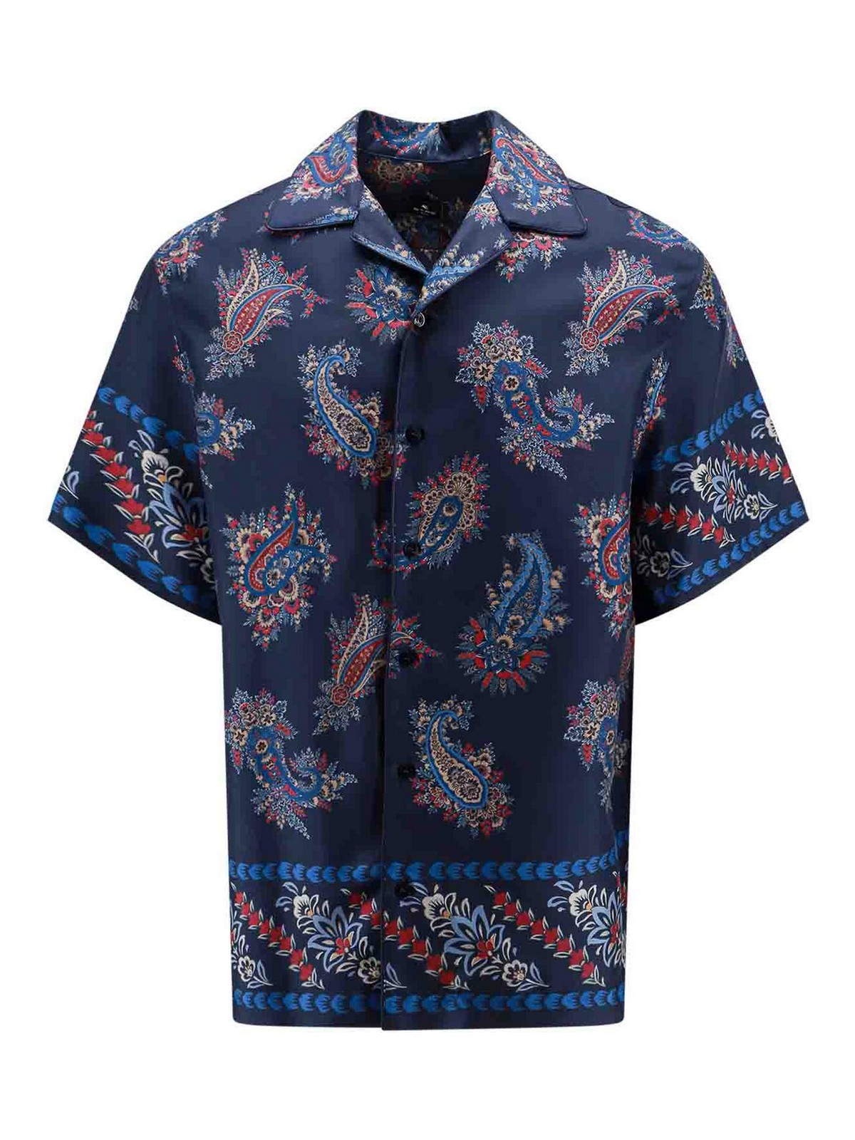 Shop Etro Printed Silk Shirt In Blue