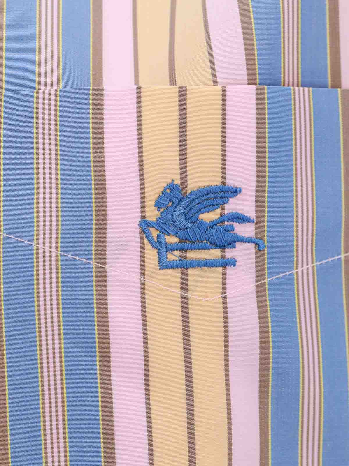 Shop Etro Cotton Shirt With Striped Motif In Color Carne Y Neutral
