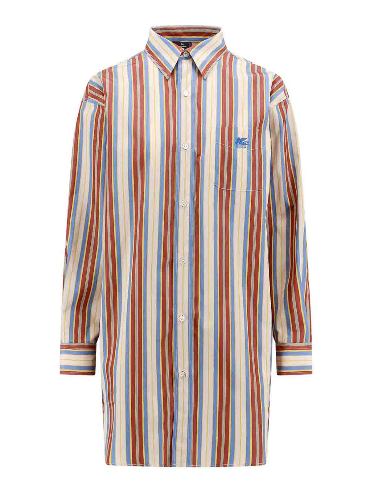 Shop Etro Cotton Shirt With Striped Motif In Marrón