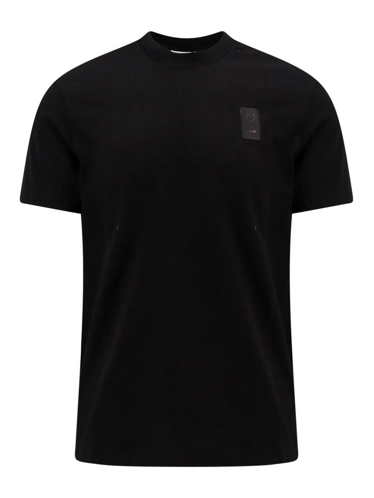 Shop Ferragamo Cotton T-shirt With Logo Patch In Black