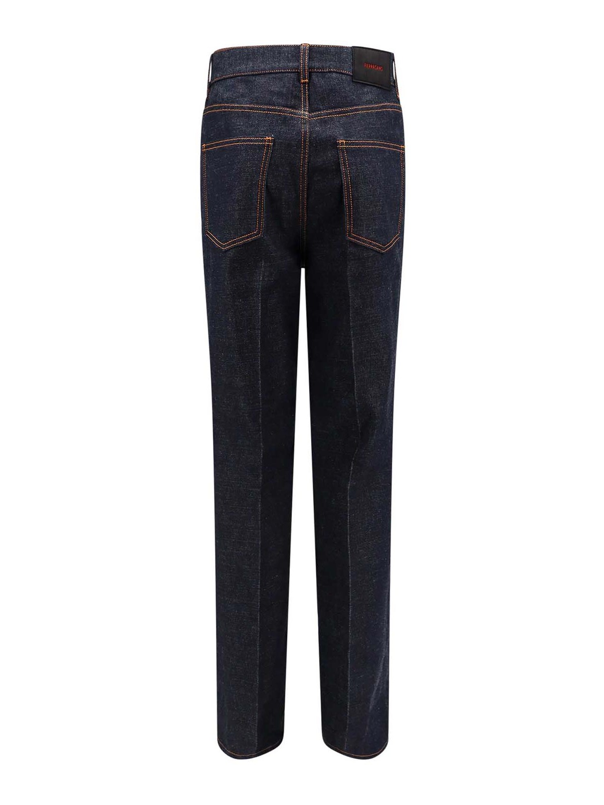Shop Ferragamo Five Pockets Jeans With Logo Tag In Blue