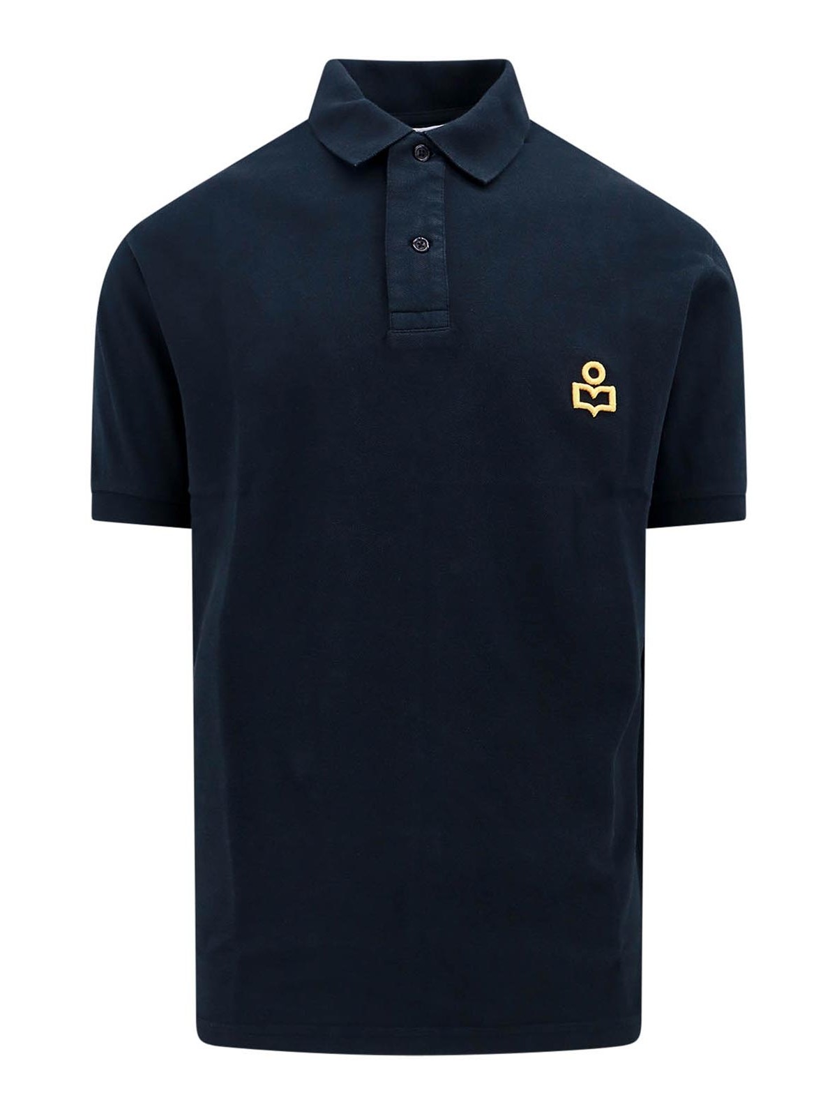 Shop Isabel Marant Cotton Polo Shirt With Embroidered Logo In Black