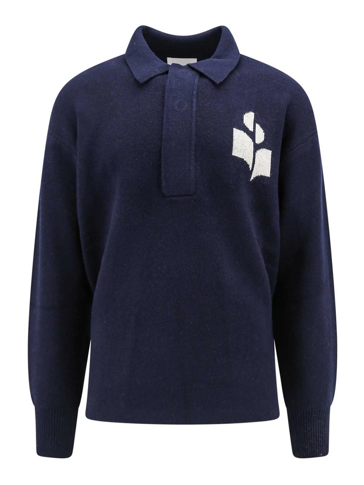 Isabel Marant Organic Cotton Sweater With Embroidered Logo In Blue