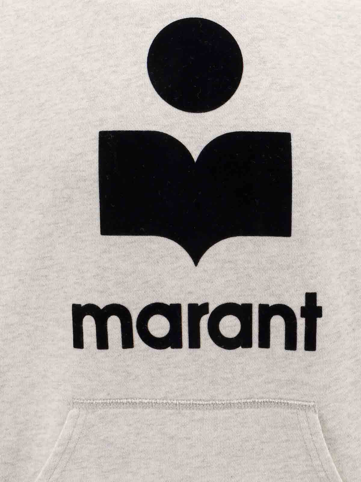 Shop Isabel Marant Organic Cotton Sweatshirt With Flocked Logo In Beis