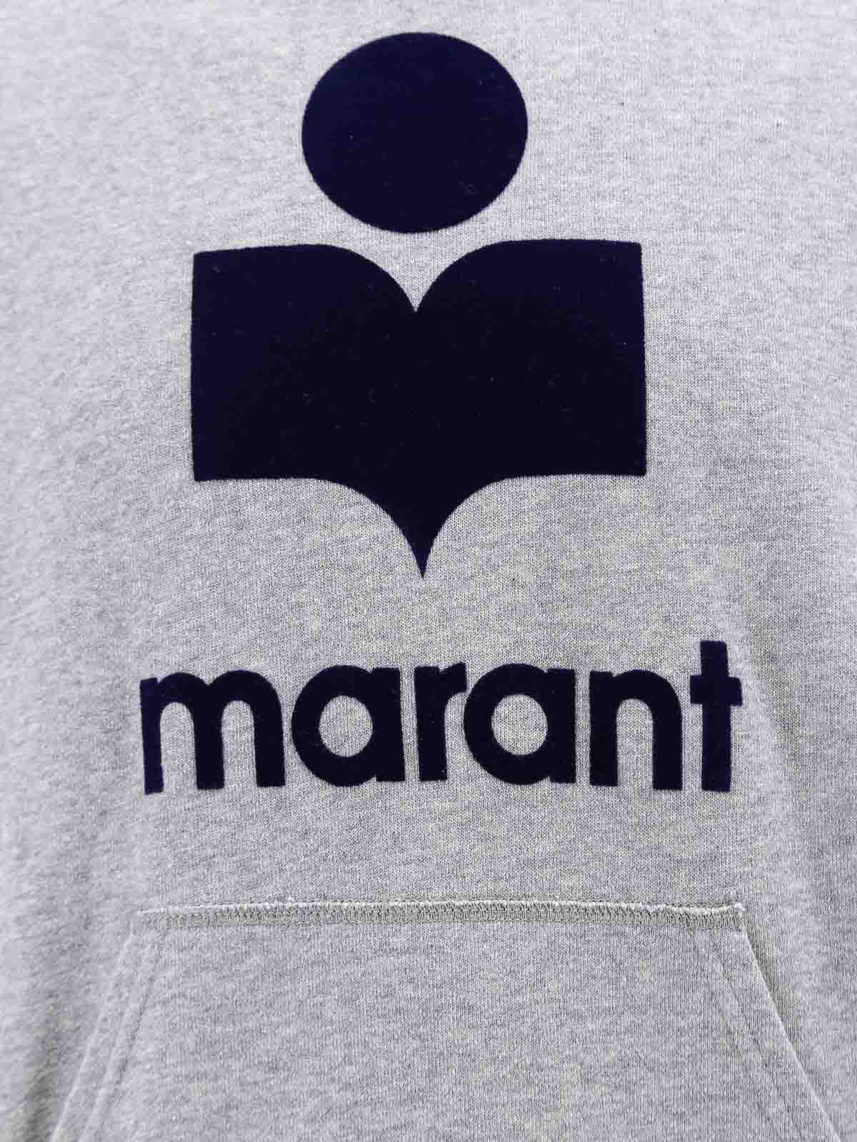 Shop Isabel Marant Organic Cotton Sweatshirt With Flocked Logo In Gris