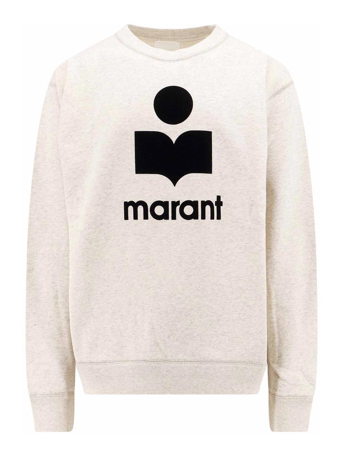 Isabel Marant Organic Cotton Sweatshirt With Flocked Logo In Beis