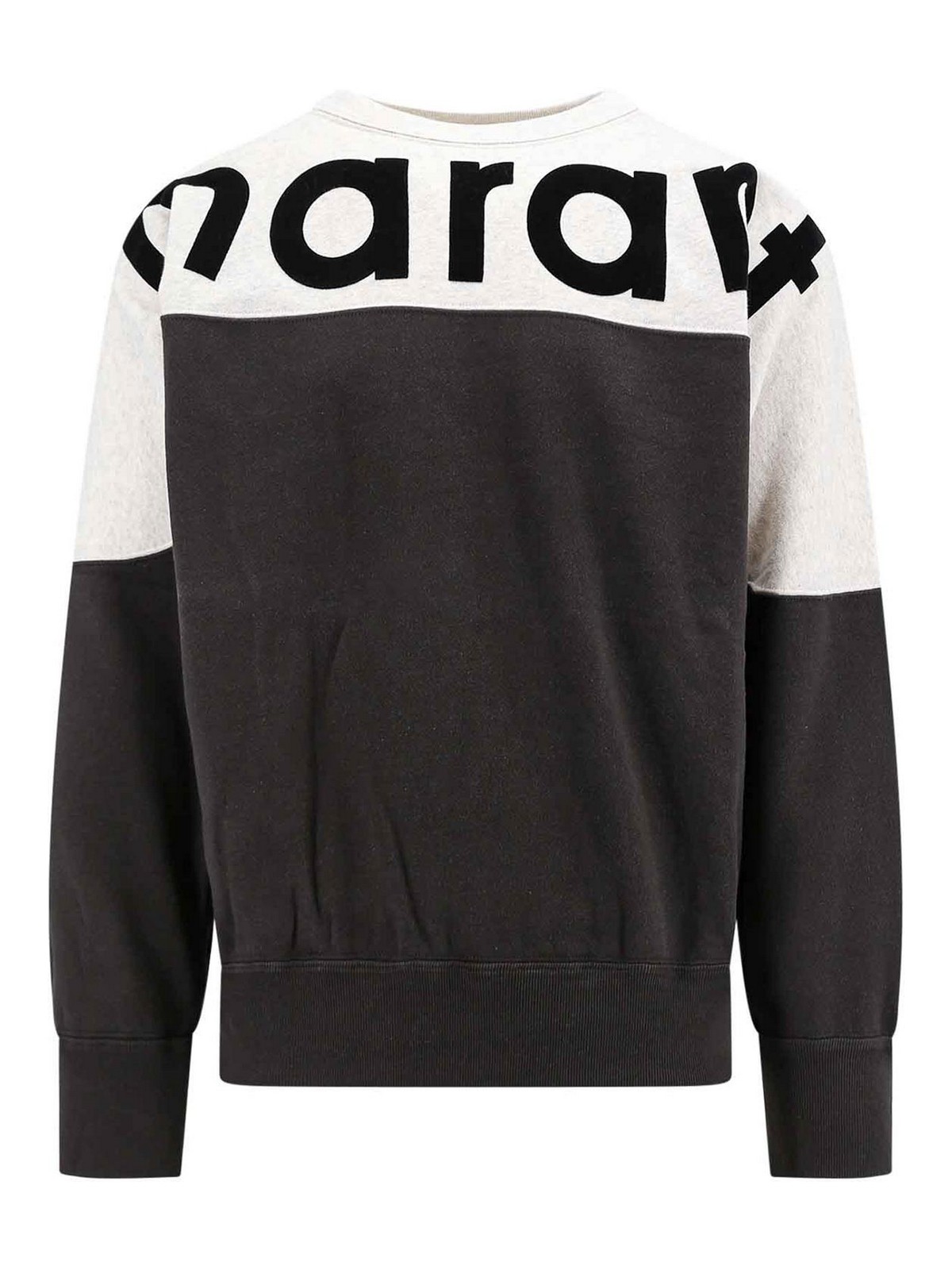 Shop Isabel Marant Organic Cotton Sweatshirt With Flocked Logo In Negro