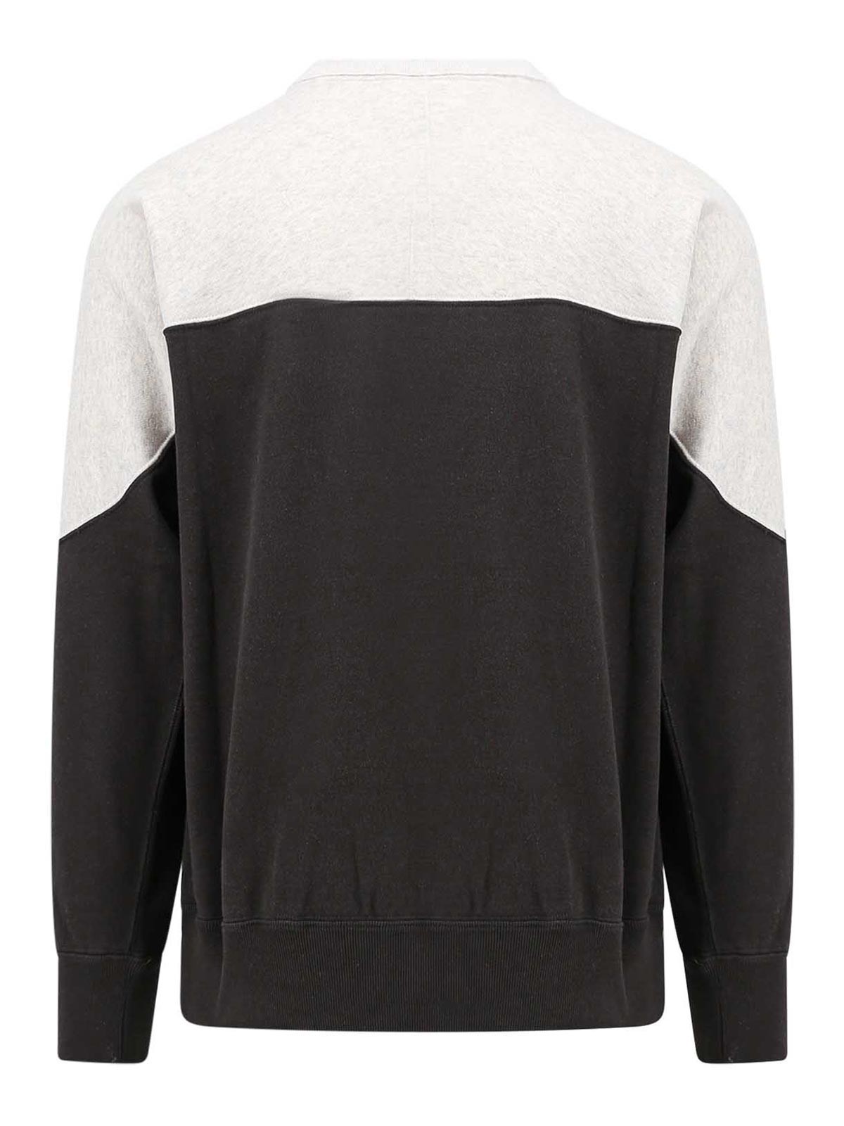 Shop Isabel Marant Organic Cotton Sweatshirt With Flocked Logo In Negro