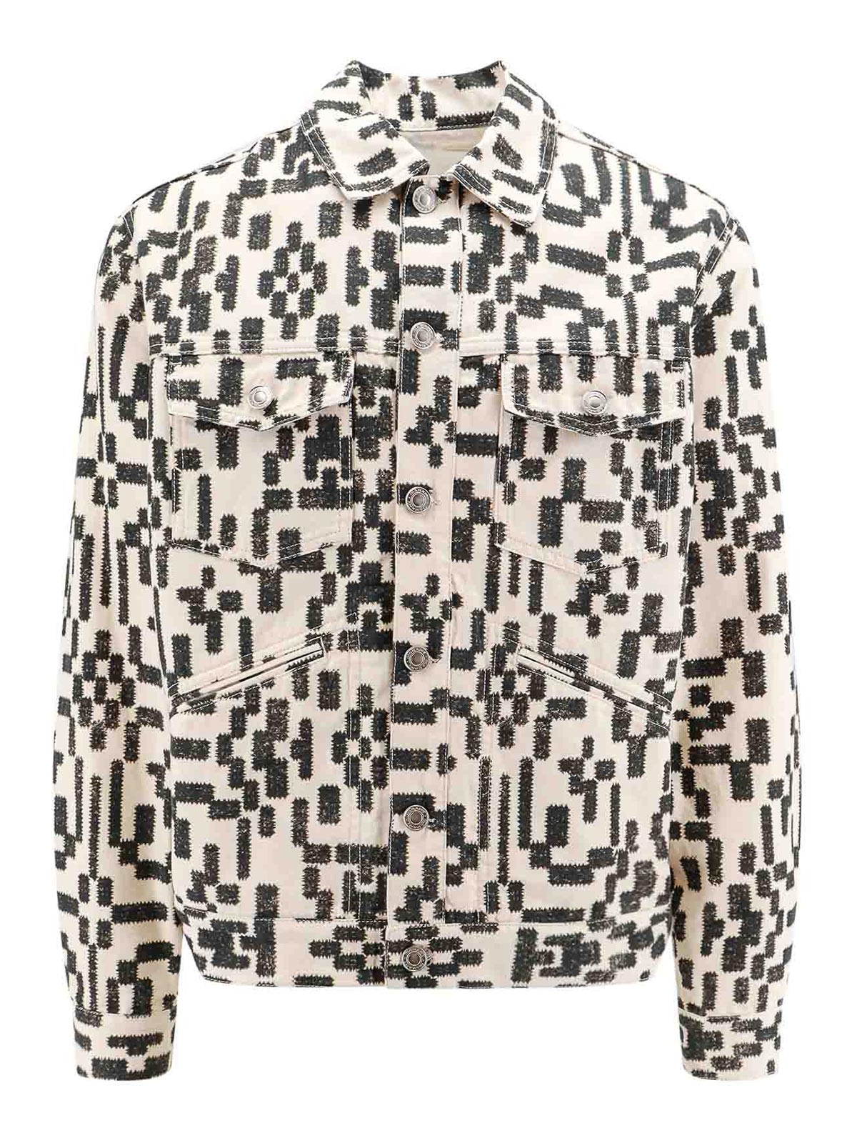 Isabel Marant Canvas Jacket With All-over Print In Negro