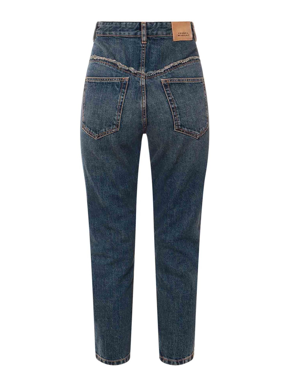 Shop Isabel Marant Cotton Jeans With Back Logo Patch In Blue