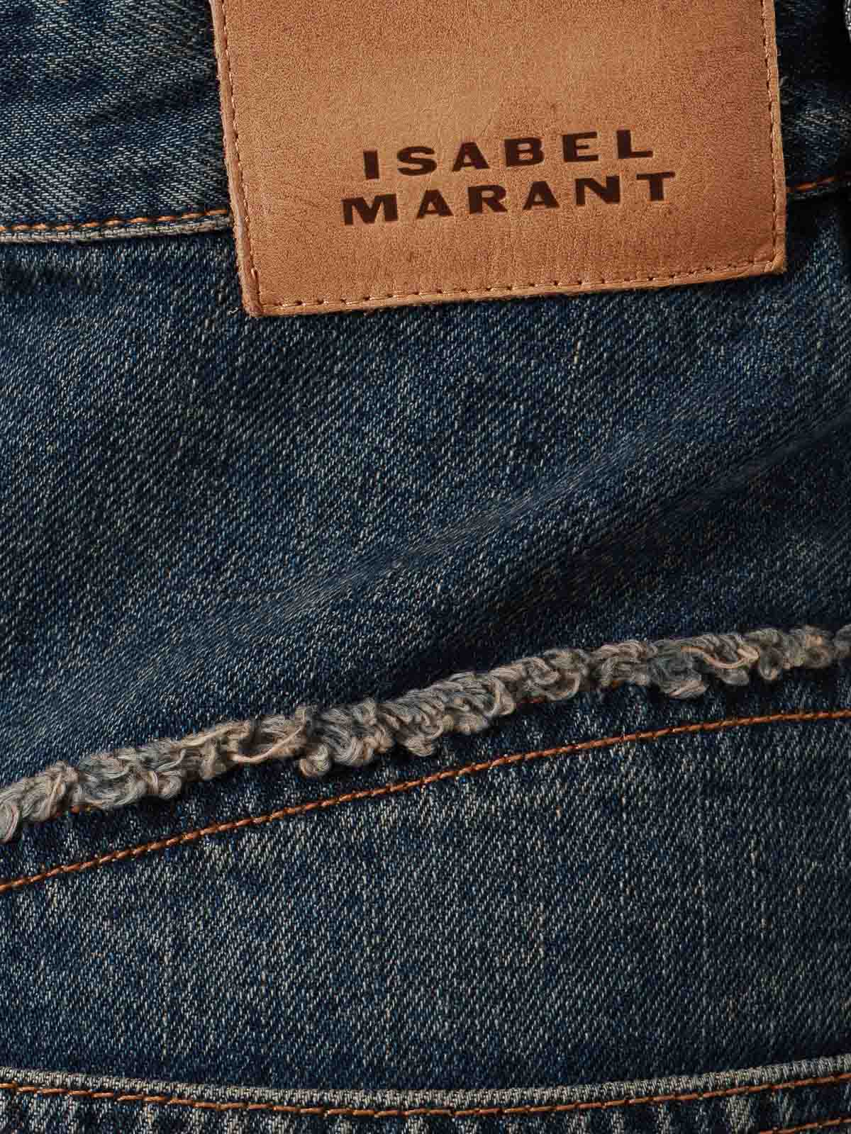 Shop Isabel Marant Cotton Jeans With Back Logo Patch In Blue