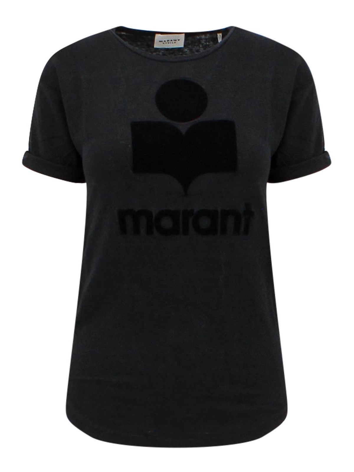 Isabel Marant Cotton T-shirt With Flocked Logo In Black