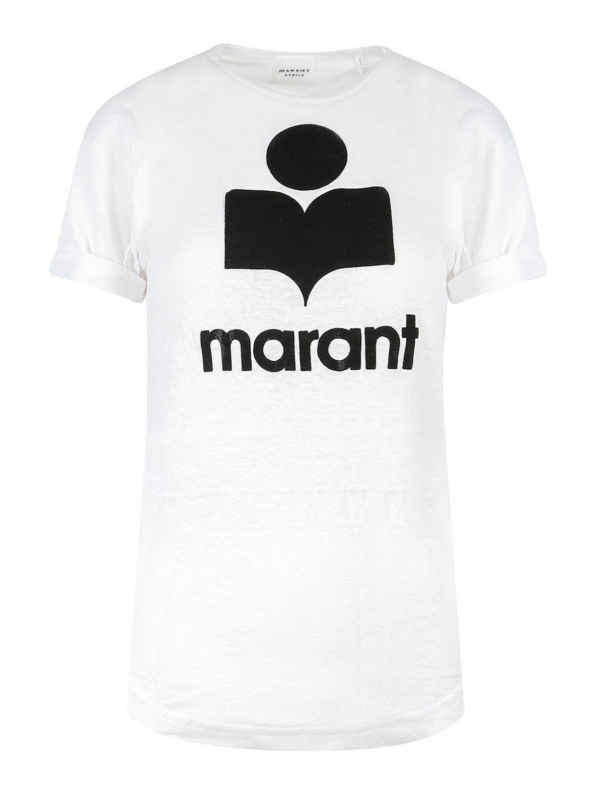 Isabel Marant Cotton T-shirt With Flocked Logo In White