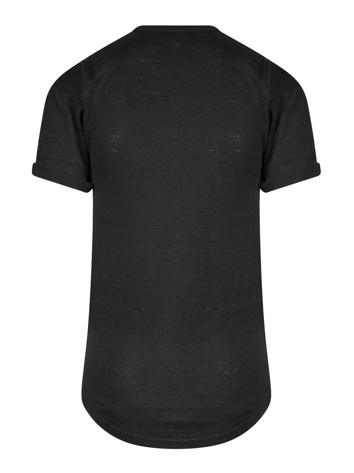 Shop Isabel Marant Linen T-shirt With Laminated Logo In Black
