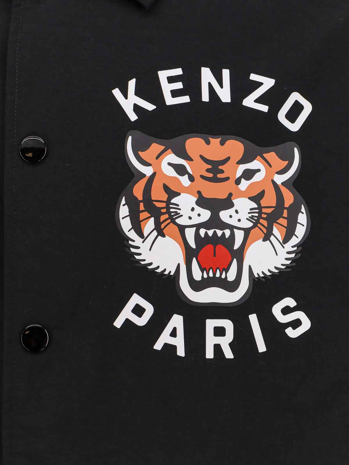 Shop Kenzo Nylon Jacket With Logo Print In Negro