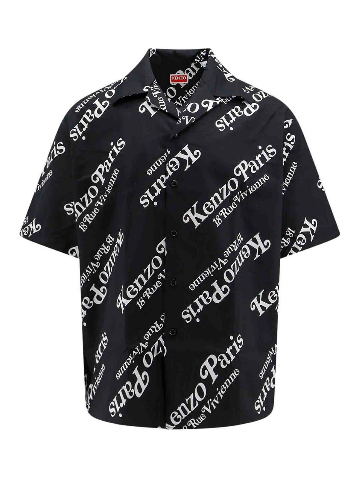 Kenzo Cotton Shirt With Iconic Print In Negro