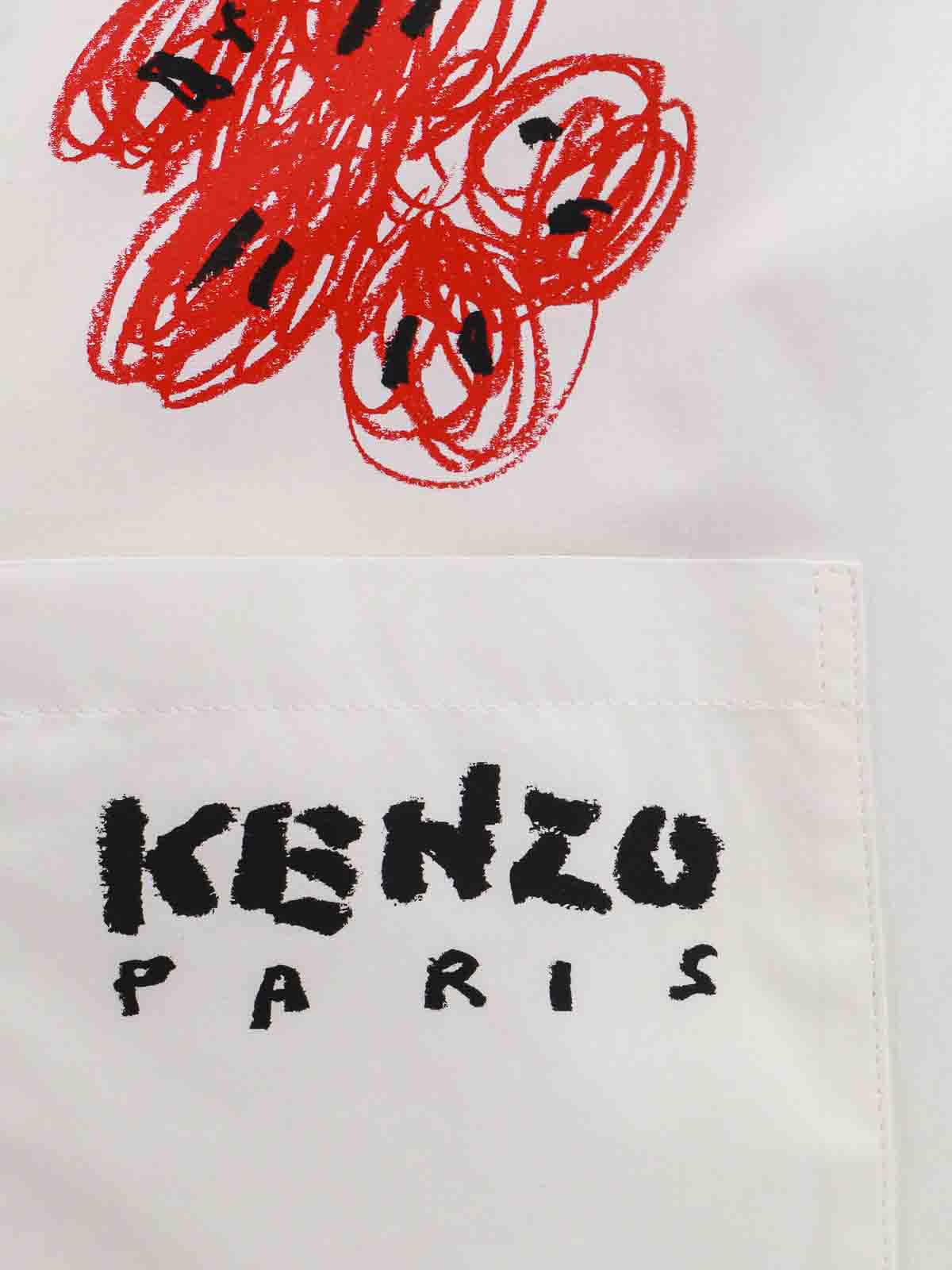 Shop Kenzo Cotton Shirt In Blanco