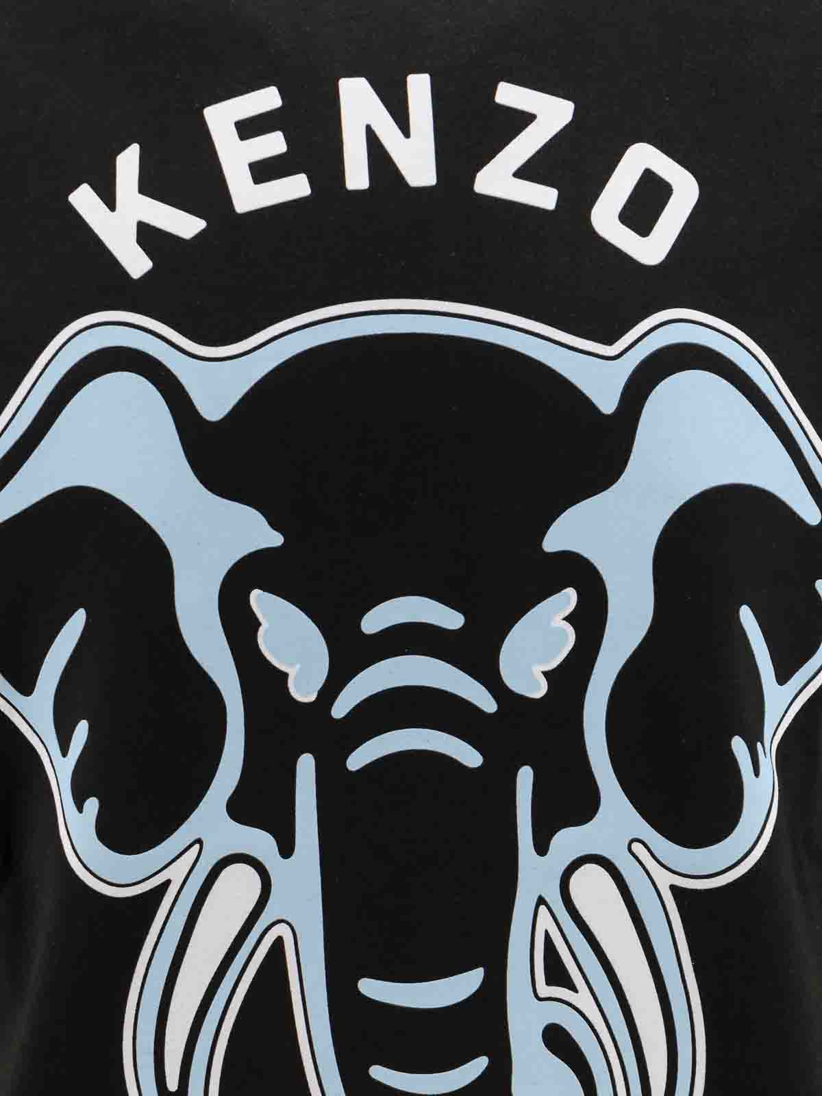 Kenzo Cotton t-shirt with kenzo elephant print|FE55TS1894SG99J