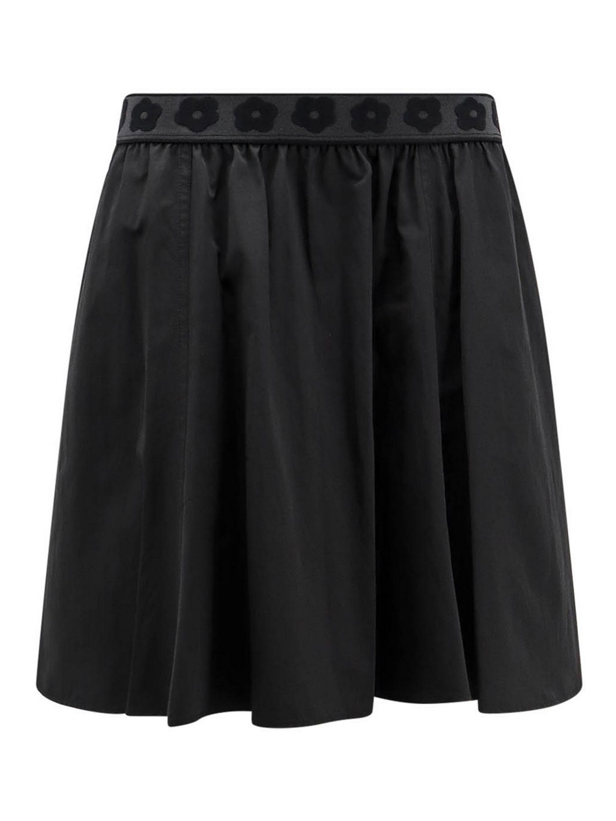 Shop Kenzo Cotton Blend Skirt With Boke 20 Detail In Black
