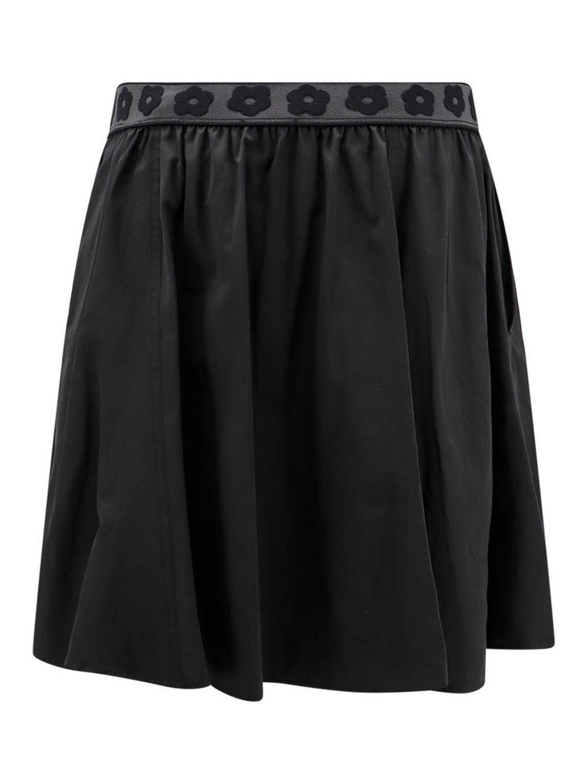 Shop Kenzo Cotton Blend Skirt With Boke 20 Detail In Black