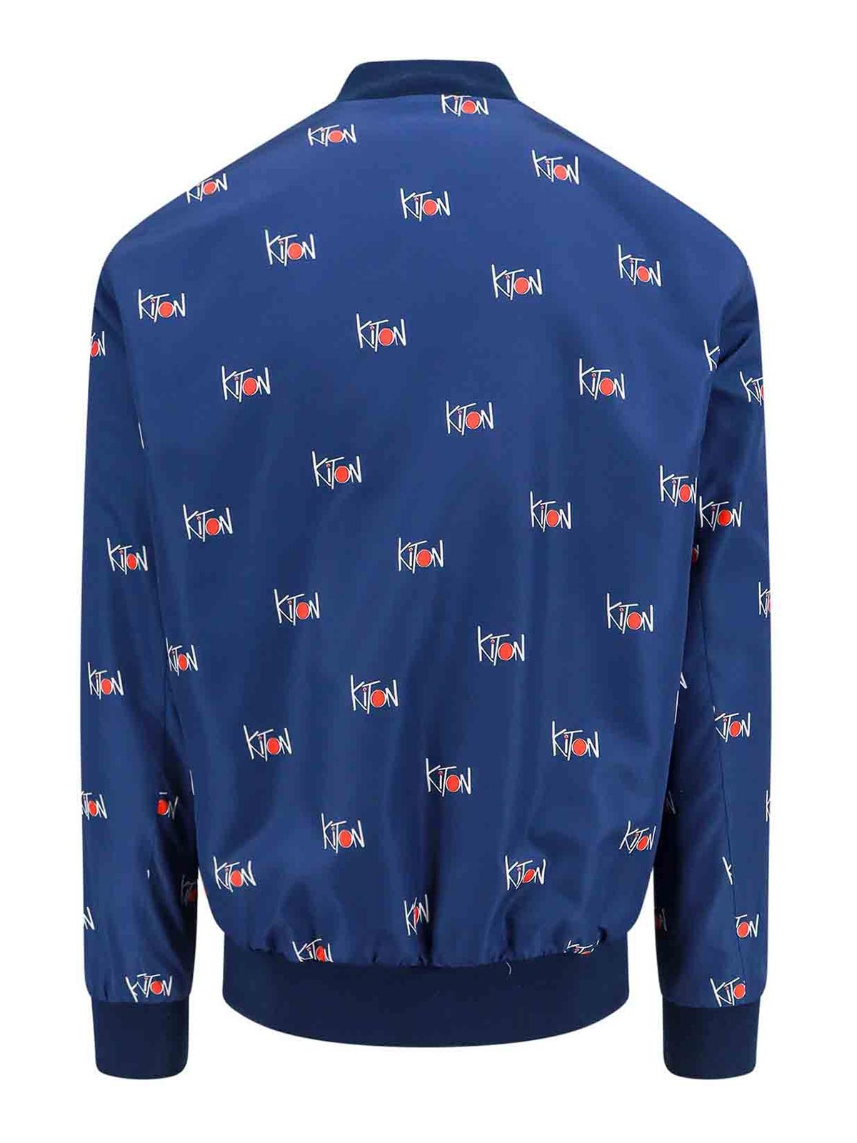 Shop Kiton Jacket With All-over Logo Print In Blue