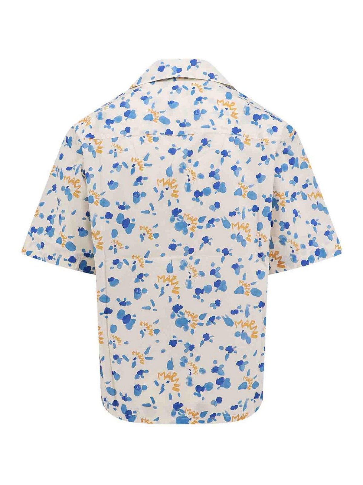 Shop Marni Popeline Shirt With  Dripping Print In Multicolor