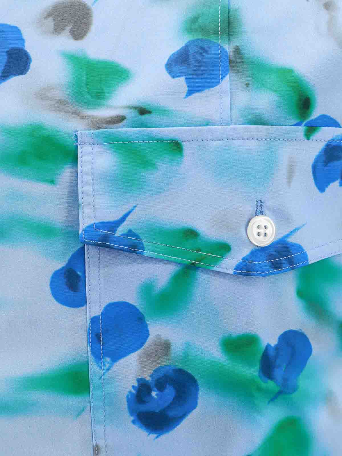 Shop Marni Cotton Shirt With Floral Print In Azul