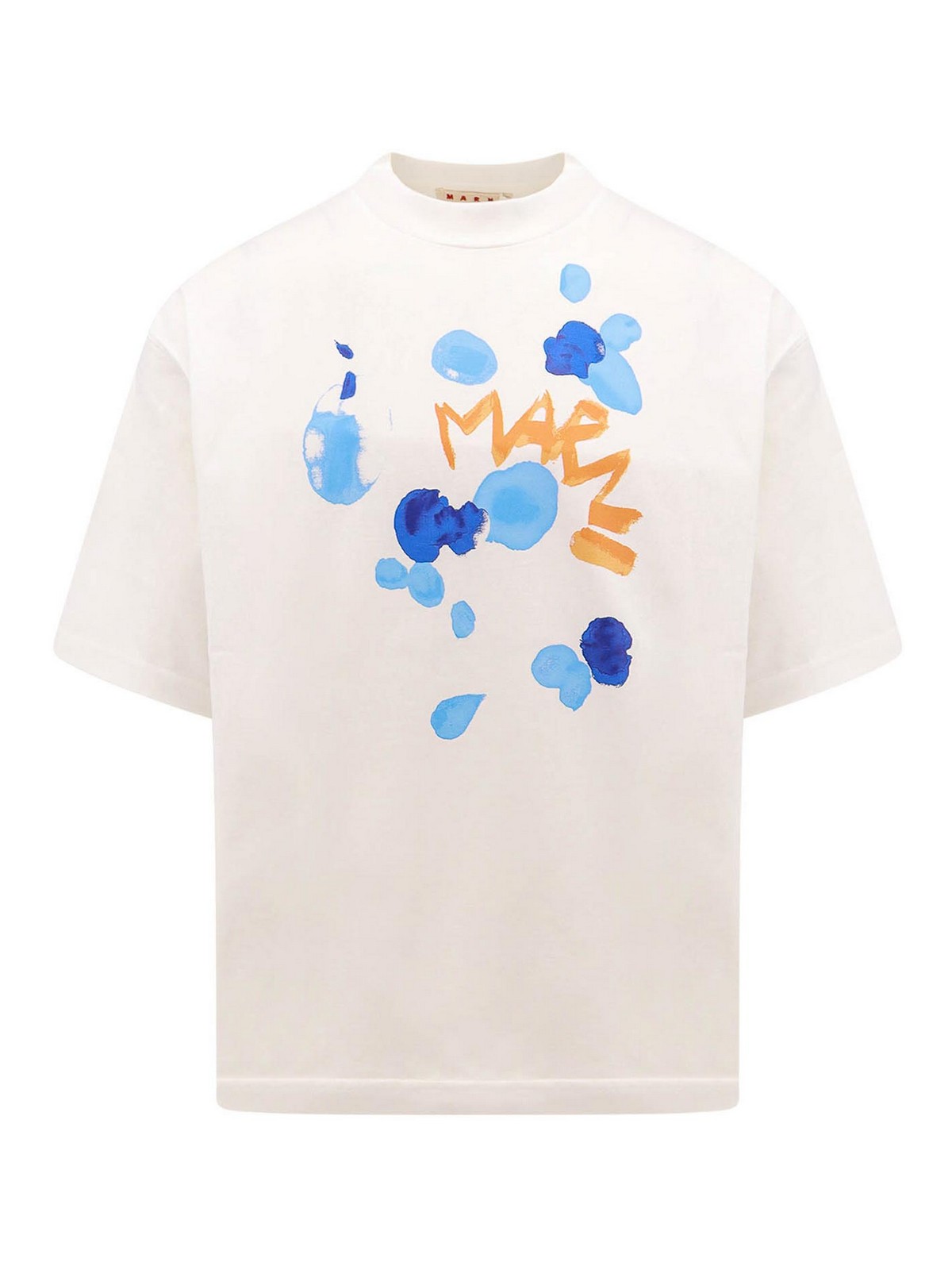 Shop Marni Cotton T-shirt With Frontal Logo In White