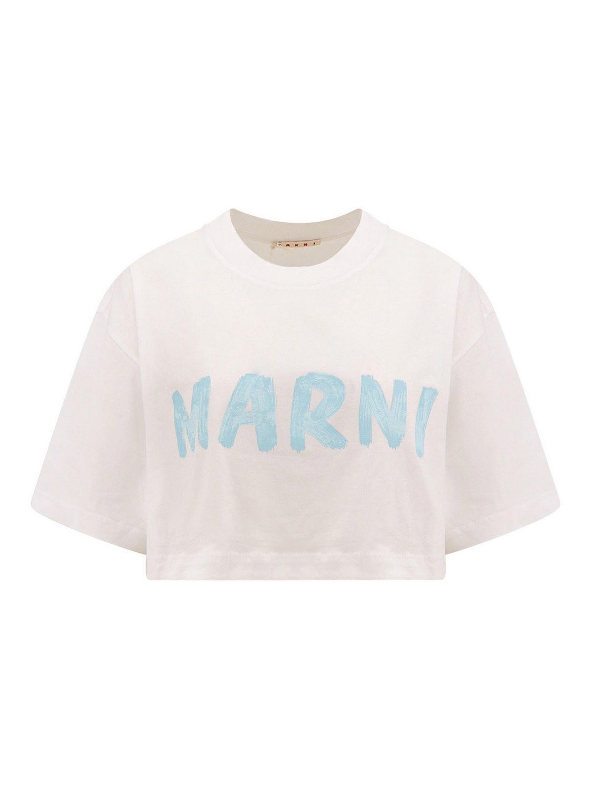 Shop Marni Cotton T-shirt With Frontal Logo In Blanco