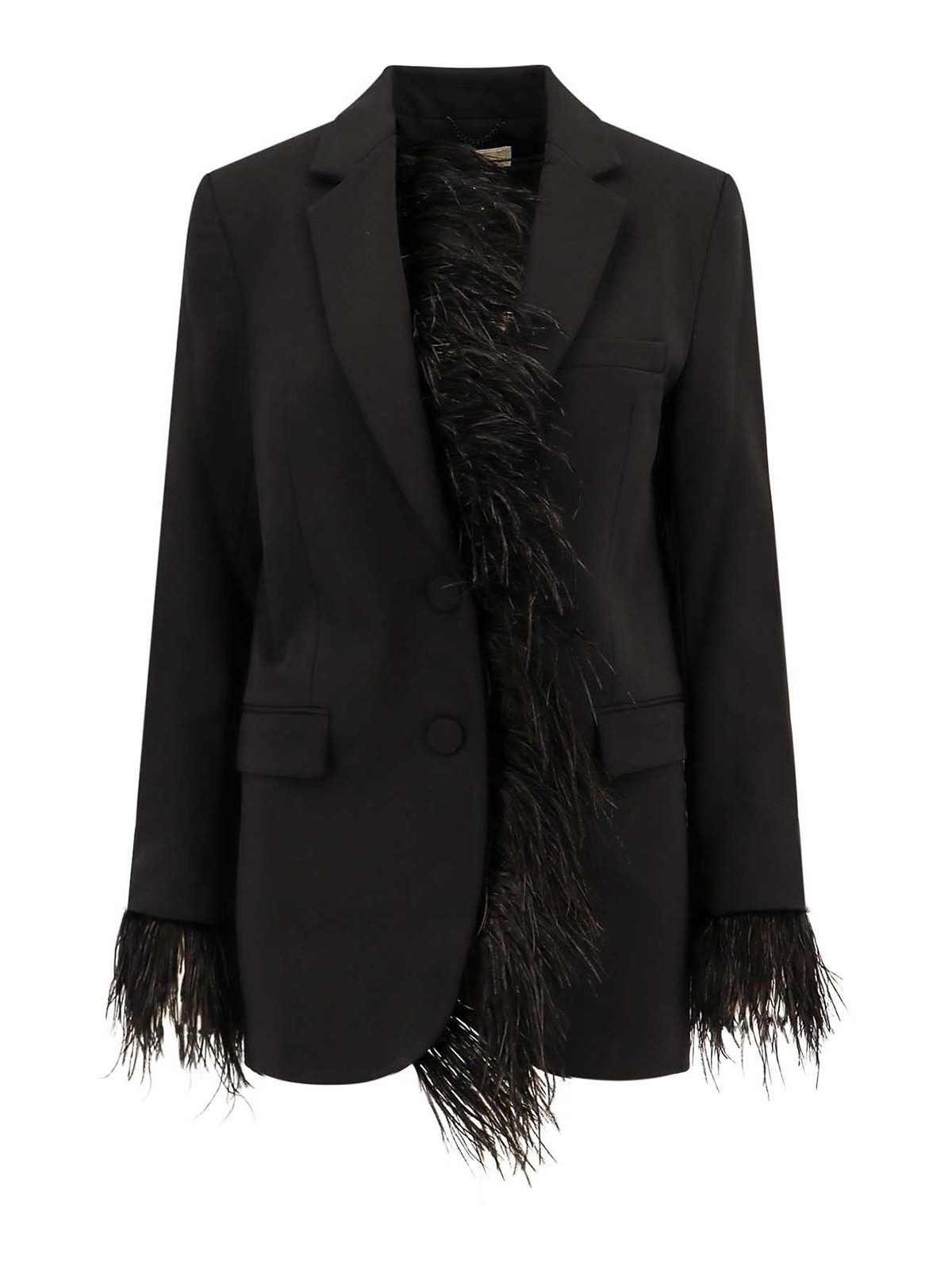 Shop Michael Kors Jersey Blazer With Removable Feathers Detail In Black