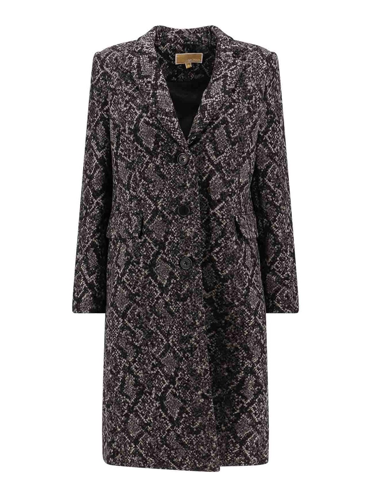 Michael Kors Wool Blend Coat With Python Print In Grey