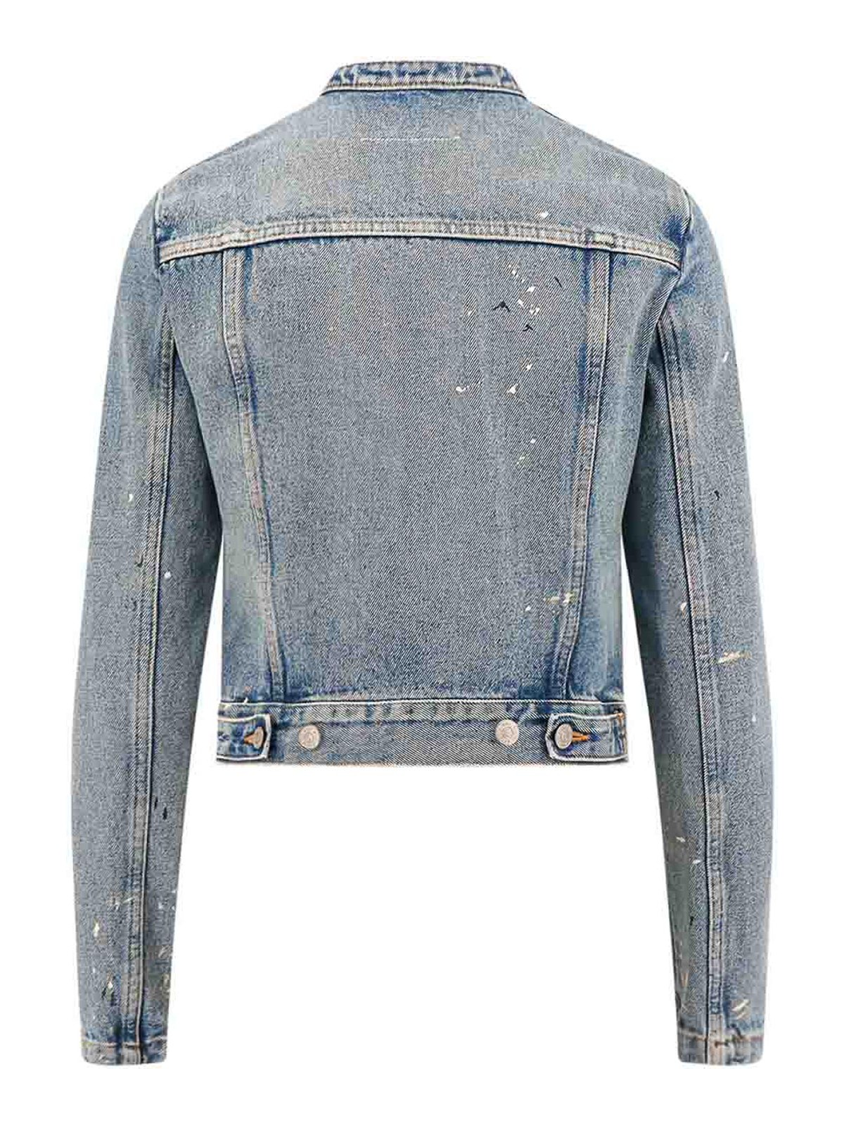 Shop Mm6 Maison Margiela Denim Jacket With Used Effect In Blue
