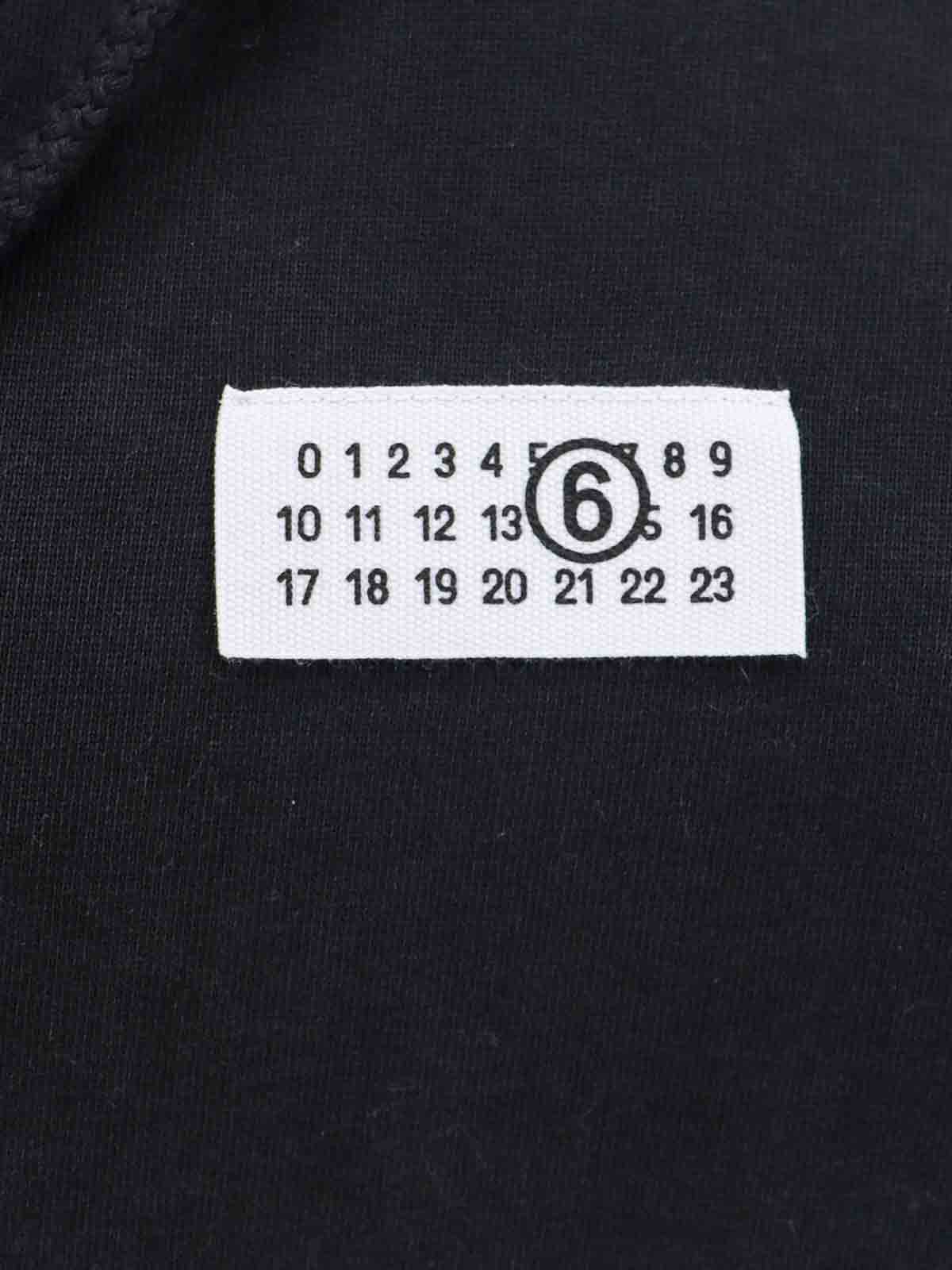 Shop Mm6 Maison Margiela Cotton Sweatshirt With Logoed Label In Black