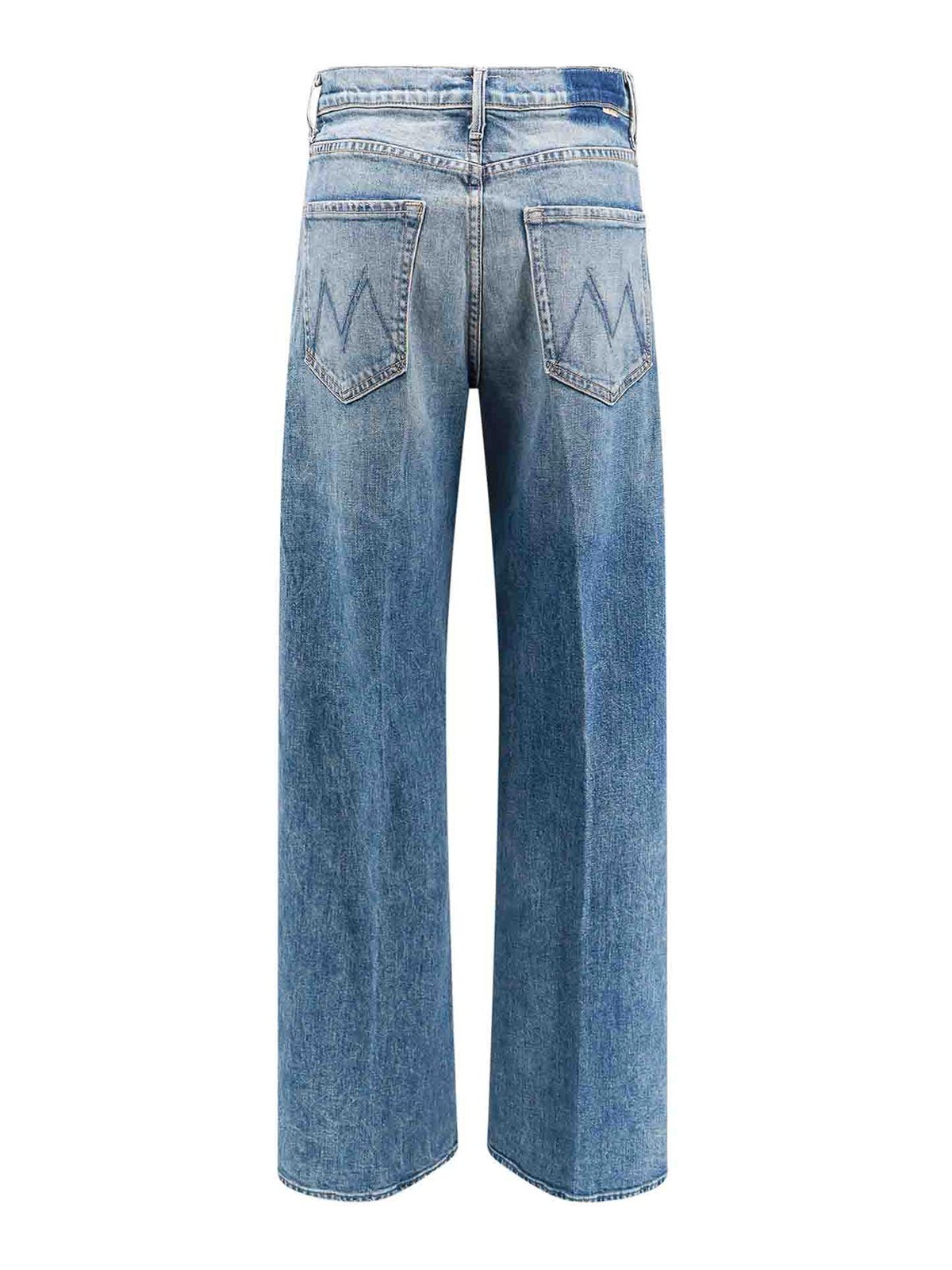 Shop Mother Stretch Cotton Jeans With Back M Embroidery In Azul