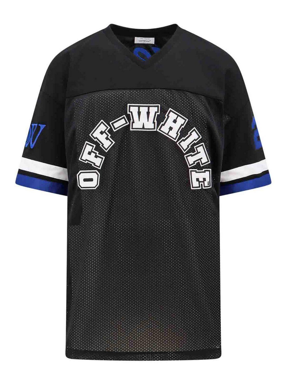 Off-white Baseball Mesh T-shirt With Frontal Logo In Negro