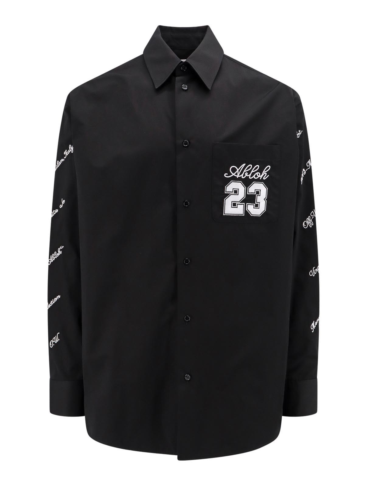Shop Off-white Oversize Cotton Shirt With Logo 23 In Black