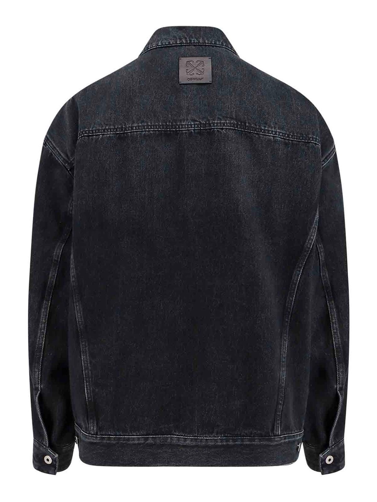 Shop Off-white Oversize Denim Jacket In Black